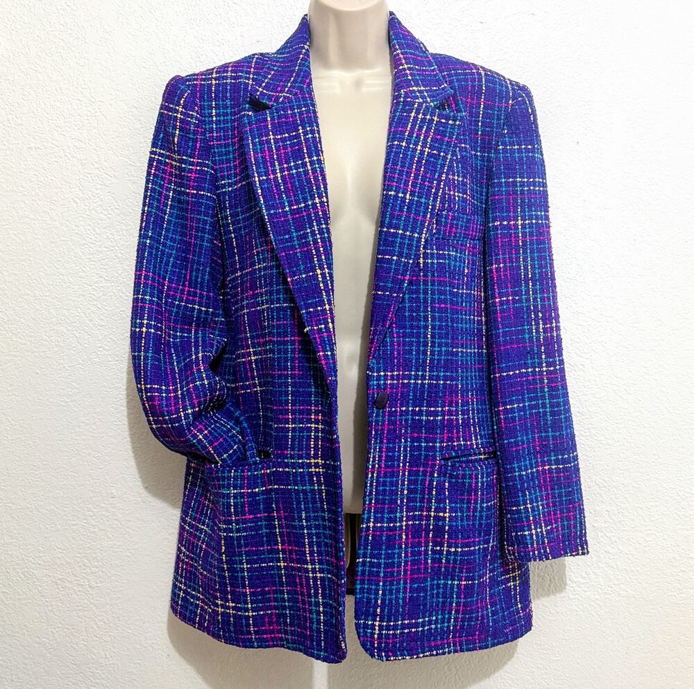 1990s Silk Boucle Tweed Blazer (Sz M) by Supply & Demand